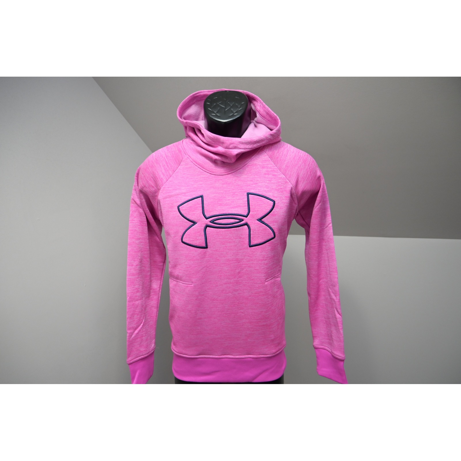 Under Armour Hoodie Women Small Pink Sweatshirt Coldgear Logo Excellent